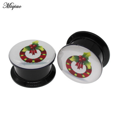 Miqiao 2kom Mjerači za uši Naušnice Tuneli za uši Čepići Nakit za piercing Slatki Djed Mraz Snjegović Zvono za drvce Božićni darovi 4 mm do 25 mm