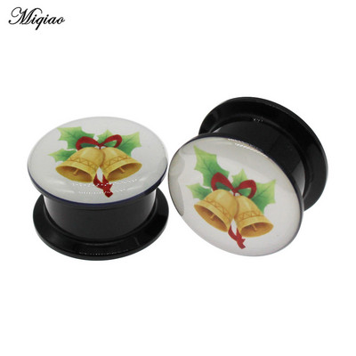 Miqiao 2kom Mjerači za uši Naušnice Tuneli za uši Čepići Nakit za piercing Slatki Djed Mraz Snjegović Zvono za drvce Božićni darovi 4 mm do 25 mm