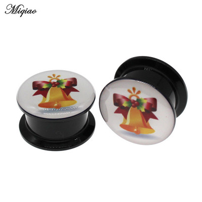 Miqiao 2kom Mjerači za uši Naušnice Tuneli za uši Čepići Nakit za piercing Slatki Djed Mraz Snjegović Zvono za drvce Božićni darovi 4 mm do 25 mm