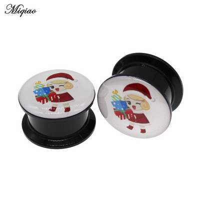 Miqiao 2kom Mjerači za uši Naušnice Tuneli za uši Čepići Nakit za piercing Slatki Djed Mraz Snjegović Zvono za drvce Božićni darovi 4 mm do 25 mm