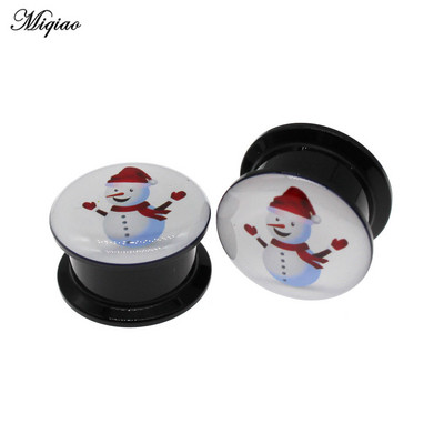Miqiao 2kom Mjerači za uši Naušnice Tuneli za uši Čepići Nakit za piercing Slatki Djed Mraz Snjegović Zvono za drvce Božićni darovi 4 mm do 25 mm