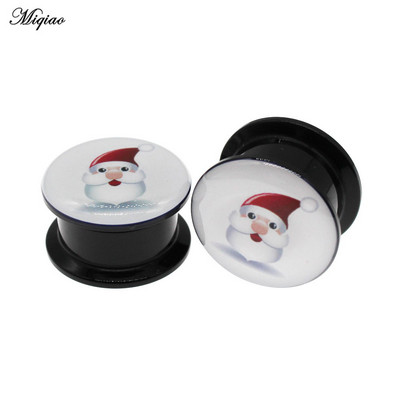 Miqiao 2kom Mjerači za uši Naušnice Tuneli za uši Čepići Nakit za piercing Slatki Djed Mraz Snjegović Zvono za drvce Božićni darovi 4 mm do 25 mm