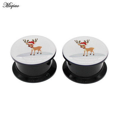 Miqiao 2kom Mjerači za uši Naušnice Tuneli za uši Čepići Nakit za piercing Slatki Djed Mraz Snjegović Zvono za drvce Božićni darovi 4 mm do 25 mm