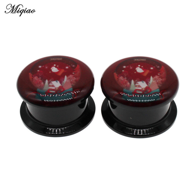 Miqiao 2kom Mjerači za uši Naušnice Tuneli za uši Čepići Nakit za piercing Slatki Djed Mraz Snjegović Zvono za drvce Božićni darovi 4 mm do 25 mm