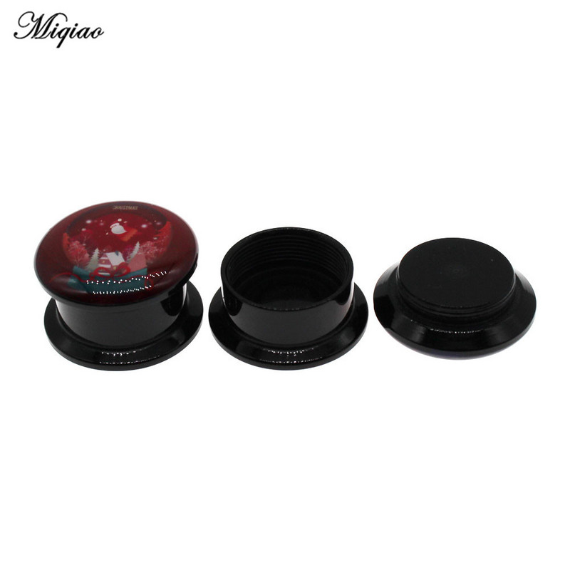 Miqiao 2kom Mjerači za uši Naušnice Tuneli za uši Čepići Nakit za piercing Slatki Djed Mraz Snjegović Zvono za drvce Božićni darovi 4 mm do 25 mm