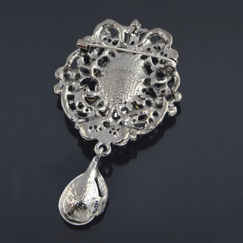 One Piece Retail! Stil retro Broșă neagră mare cu picătură de apă din cristal, floare elegantă de culoare neagră, ace pentru femei