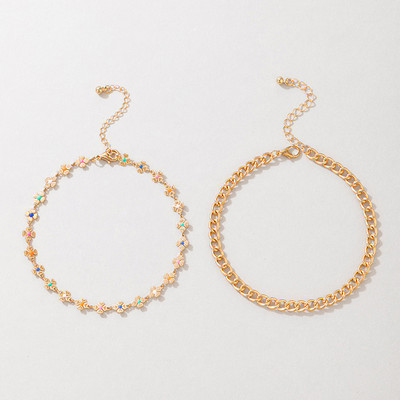 Tocona Cu flori de ulei care picura colorate glezne pentru femei fete geometrie simplă lanțuri metalice pentru picioare Bijuterii boeme 2 buc/set 20192