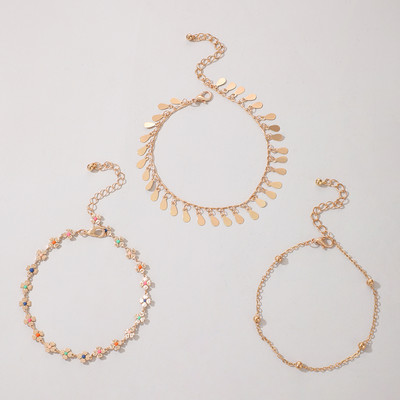 Tocona Cu flori de ulei care picura colorate glezne pentru femei fete geometrie simplă lanțuri metalice pentru picioare Bijuterii boeme 2 buc/set 20192