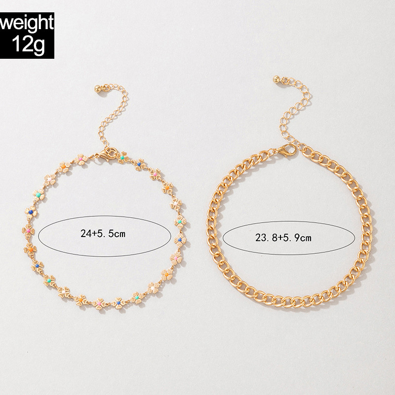 Tocona Cu flori de ulei care picura colorate glezne pentru femei fete geometrie simplă lanțuri metalice pentru picioare Bijuterii boeme 2 buc/set 20192