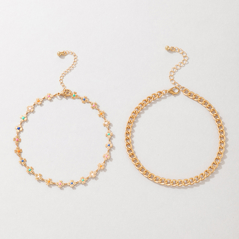 Tocona Cu flori de ulei care picura colorate glezne pentru femei fete geometrie simplă lanțuri metalice pentru picioare Bijuterii boeme 2 buc/set 20192