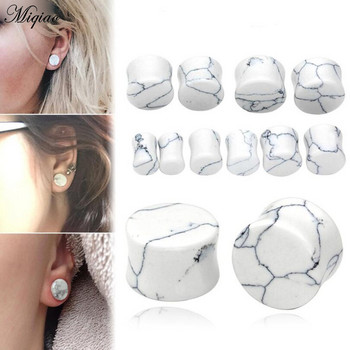 Miqiao 1 ζεύγος Round Stone Ear βύσματα και τούνελ Extension Tunnels Fashion Piercing Body Jewelry Expander 5-25mm