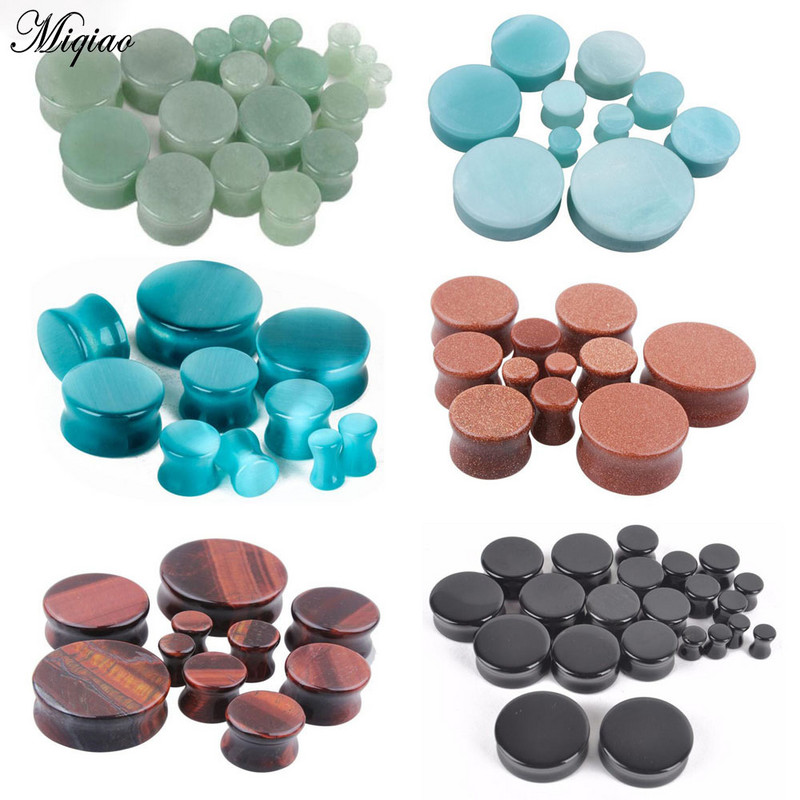Miqiao 1 par Okrugli kameni čepići za uši i tuneli Produžni tuneli Modni ekspander za piercing nakit za tijelo 5-25 mm