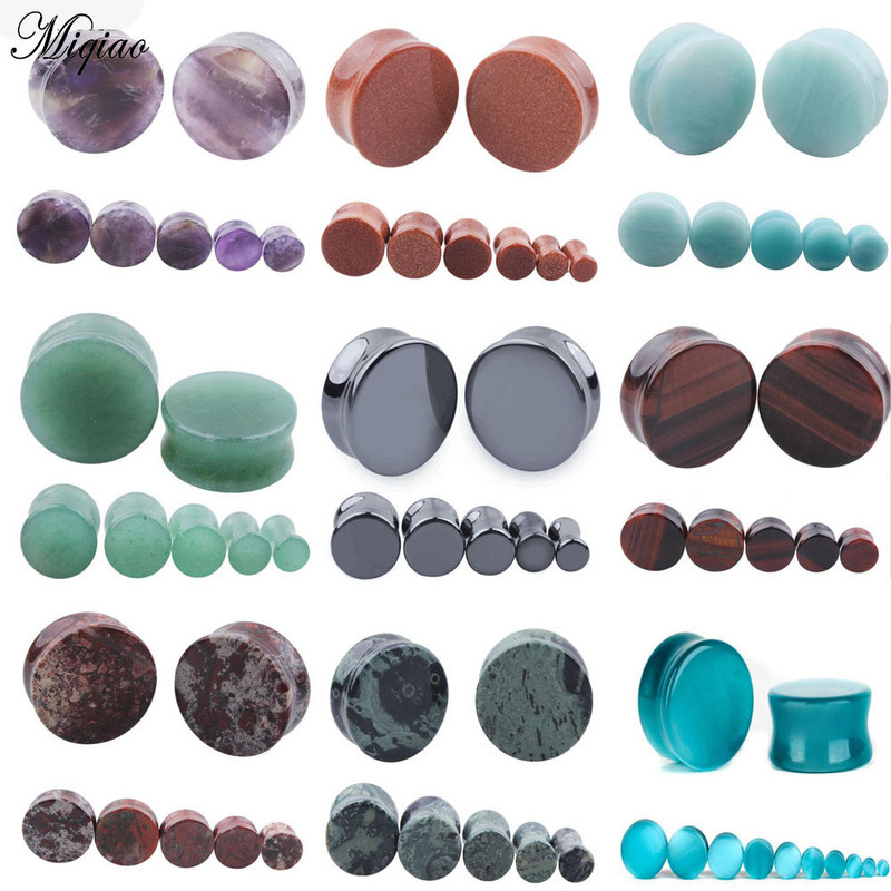 Miqiao 1 par Okrugli kameni čepići za uši i tuneli Produžni tuneli Modni ekspander za piercing nakit za tijelo 5-25 mm