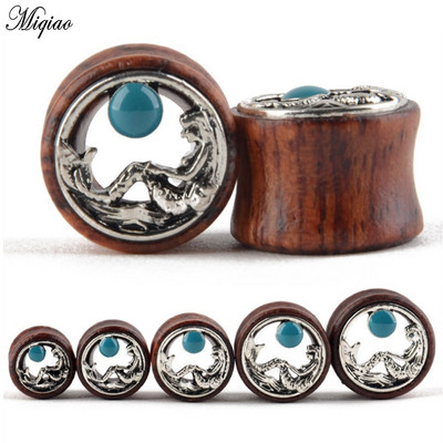 Miqiao 2 bucăți la modă, urechi din lemn de sirenă, 8 mm-20 mm, bijuterii piercing rafinate