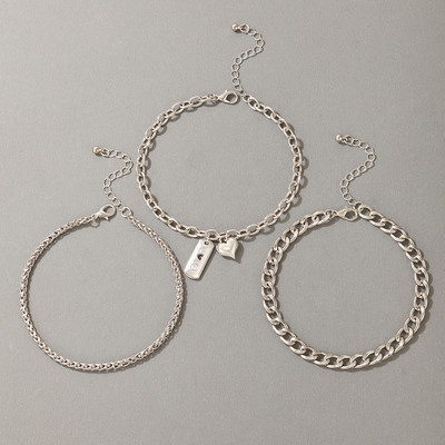 Tocona 3 buc/seturi Lanț gros punk Lanț inimă pentru picior pentru femei Brelocuri Geometrie Aliaj Metal Bijuterii reglabile Accesorii 19765