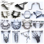 Miqiao 2 komada modnog retro dijamantnog prsnog prstena od nehrđajućeg čelika u obliku nakita za piercing