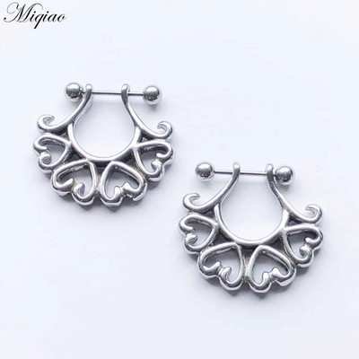 Miqiao 2 komada modnog retro dijamantnog prsnog prstena od nehrđajućeg čelika u obliku nakita za piercing