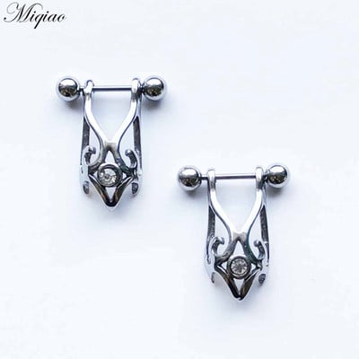 Miqiao 2 komada modnog retro dijamantnog prsnog prstena od nehrđajućeg čelika u obliku nakita za piercing