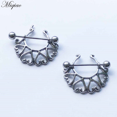 Miqiao 2 komada modnog retro dijamantnog prsnog prstena od nehrđajućeg čelika u obliku nakita za piercing