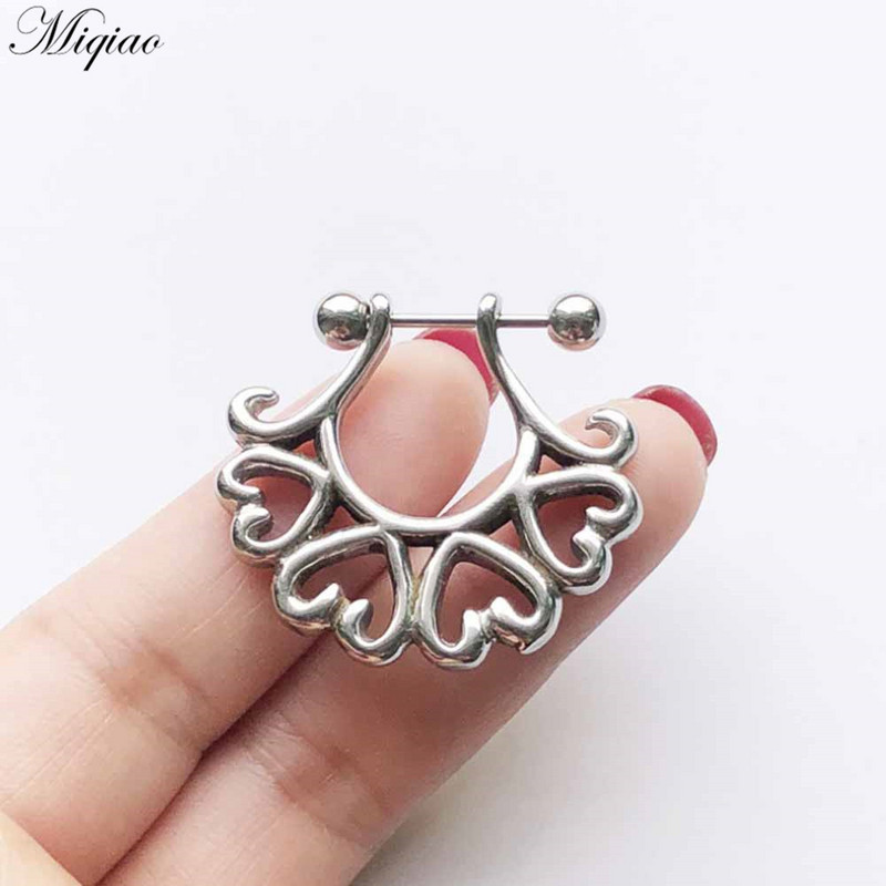 Miqiao 2 komada modnog retro dijamantnog prsnog prstena od nehrđajućeg čelika u obliku nakita za piercing