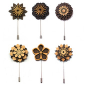 Linbaiway muški drveni broševi za muškarce, cvjetni broševi za vjenčanje, ručno rađeni gospodski dugi bedž, drveni broš, ženski korzaž