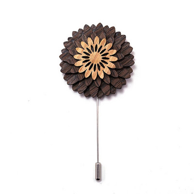 Linbaiway muški drveni broševi za muškarce, cvjetni broševi za vjenčanje, ručno rađeni gospodski dugi bedž, drveni broš, ženski korzaž