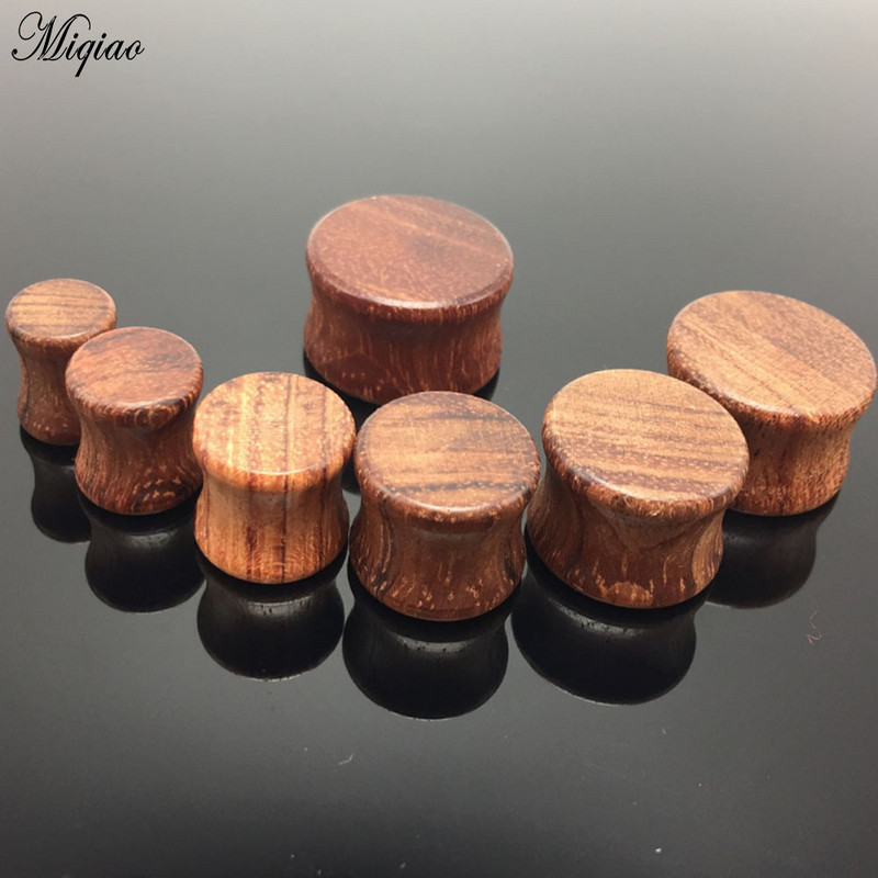 Miqiao 2 buc. 6mm-20mm Bijuterii piercing TUNEL DE URECHE Lemn de trandafir Concav Lemn masiv de expansiune pentru urechi dopuri noi de măsurare a urechii