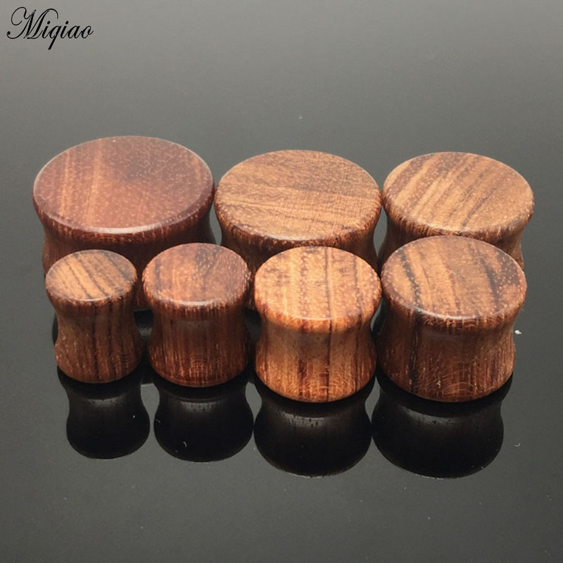 Miqiao 2 buc. 6mm-20mm Bijuterii piercing TUNEL DE URECHE Lemn de trandafir Concav Lemn masiv de expansiune pentru urechi dopuri noi de măsurare a urechii