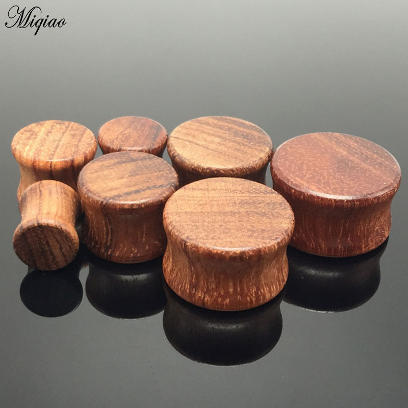 Miqiao 2 buc. 6mm-20mm Bijuterii piercing TUNEL DE URECHE Lemn de trandafir Concav Lemn masiv de expansiune pentru urechi dopuri noi de măsurare a urechii