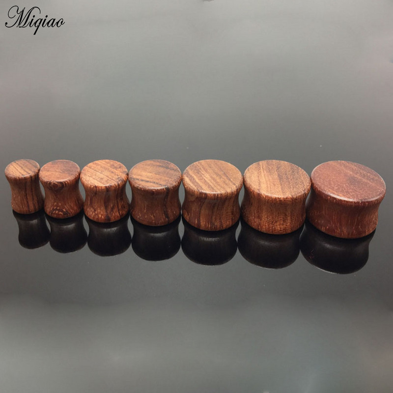 Miqiao 2 buc. 6mm-20mm Bijuterii piercing TUNEL DE URECHE Lemn de trandafir Concav Lemn masiv de expansiune pentru urechi dopuri noi de măsurare a urechii