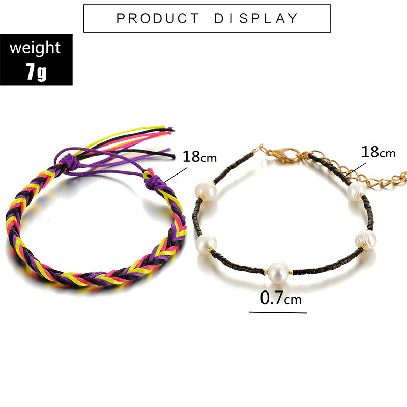 Tocona Trendy 2db/szett fekete gyöngyök rojtos bokalánc női Boho Geometry Alloy láblánc nyári ékszer ajándék kiegészítők 9618
