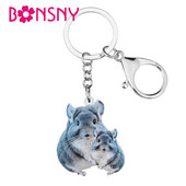 BONSNY Ziua Mamei Acrilic Gri Chinchilla Șobolan Breloc Inel Moda Poșeta Mașină Breloc Noutate Cadou Bijuterii Pentru Femei Fete