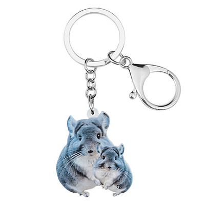 BONSNY Ziua Mamei Acrilic Gri Chinchilla Șobolan Breloc Inel Moda Poșeta Mașină Breloc Noutate Cadou Bijuterii Pentru Femei Fete