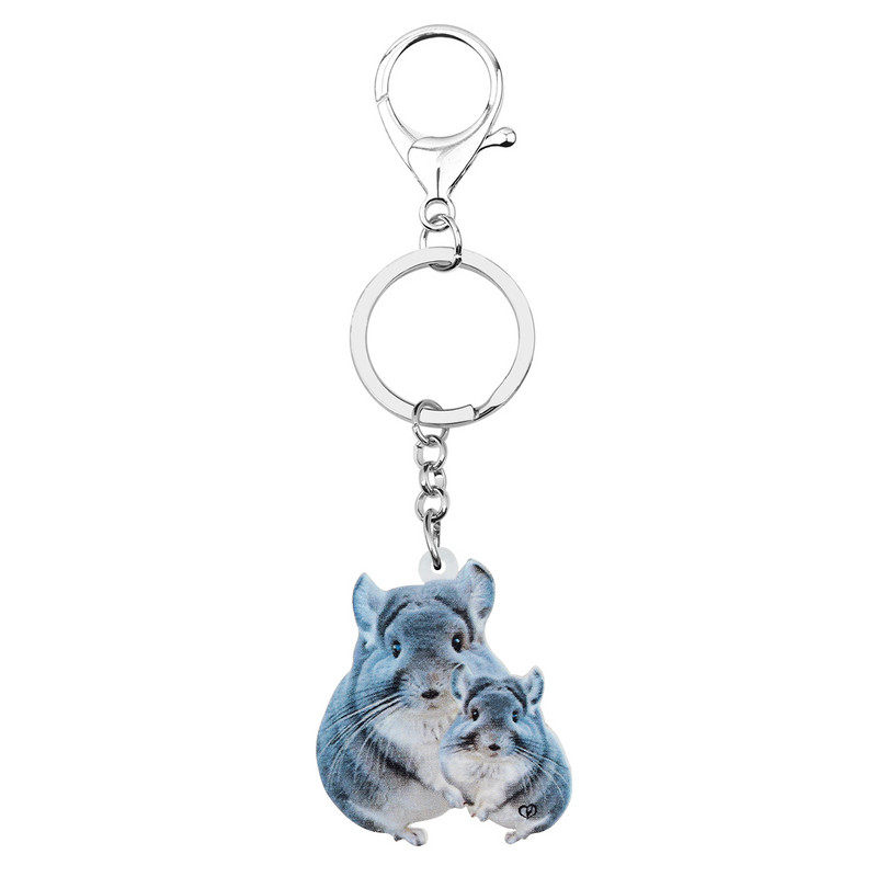 BONSNY Ziua Mamei Acrilic Gri Chinchilla Șobolan Breloc Inel Moda Poșeta Mașină Breloc Noutate Cadou Bijuterii Pentru Femei Fete