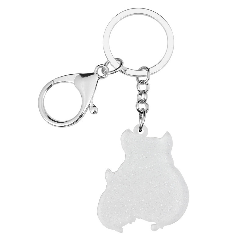 BONSNY Ziua Mamei Acrilic Gri Chinchilla Șobolan Breloc Inel Moda Poșeta Mașină Breloc Noutate Cadou Bijuterii Pentru Femei Fete