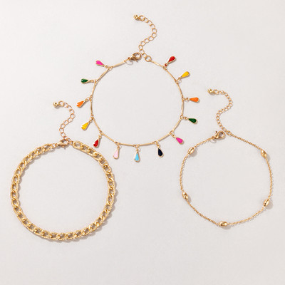 Tocona 3 buc/seturi glezne colorate cu ciucuri pentru femei Punk Think Lanț aliaj metal reglabil bijuterii de vară Accesorii 20074