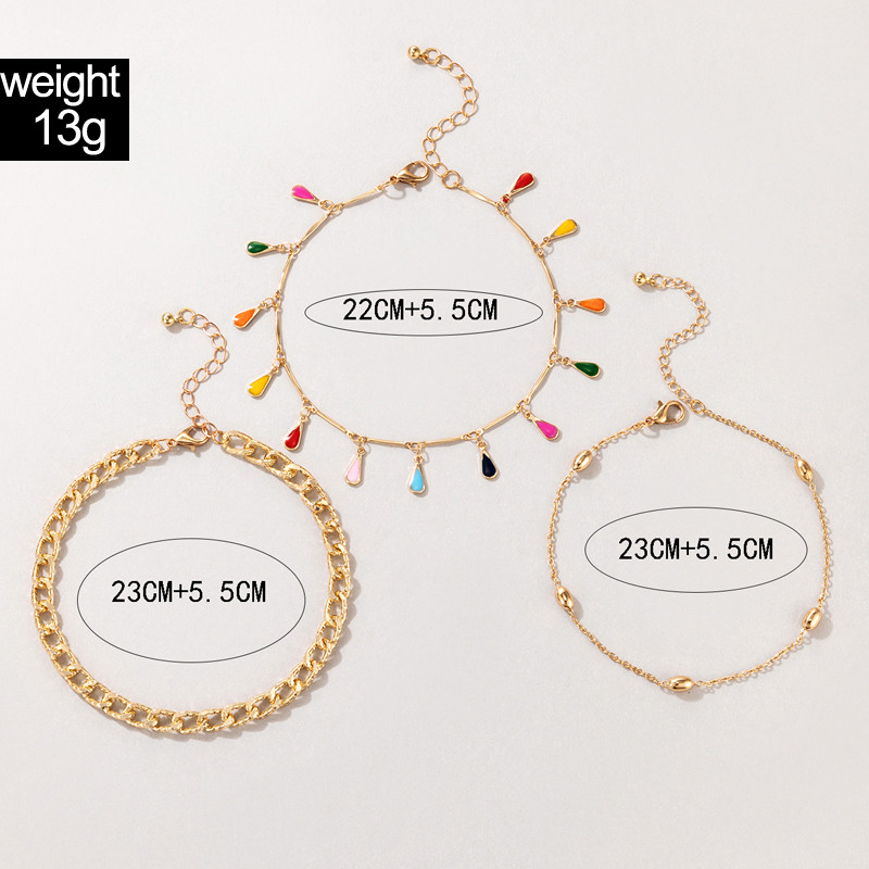 Tocona 3 buc/seturi glezne colorate cu ciucuri pentru femei Punk Think Lanț aliaj metal reglabil bijuterii de vară Accesorii 20074