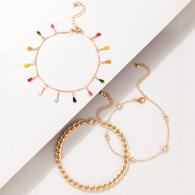 Tocona 3 buc/seturi glezne colorate cu ciucuri pentru femei Punk Think Lanț aliaj metal reglabil bijuterii de vară Accesorii 20074