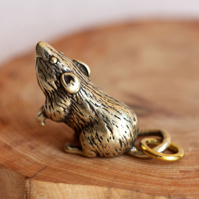 Mjedeni horoskopski štakori, životinje, privjesci za ključeve, bakreni dugi rep, miš, auto, privjesak za ključeve, ručno rađeni brončani slatki štakori, torba, viseći privjesak, darovi