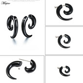 Miqiao 2 buc. cercei punk acrilic, corn de taur negru, în formă de melc, bijuterii pentru petrecere hip-hop, piercing