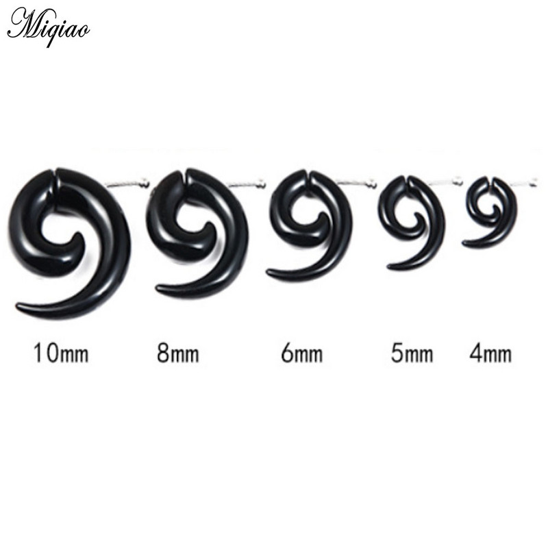 Miqiao 2 buc. cercei punk acrilic, corn de taur negru, în formă de melc, bijuterii pentru petrecere hip-hop, piercing