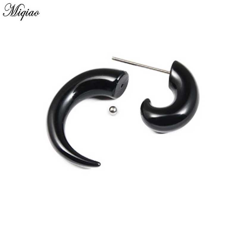 Miqiao 2 buc. cercei punk acrilic, corn de taur negru, în formă de melc, bijuterii pentru petrecere hip-hop, piercing