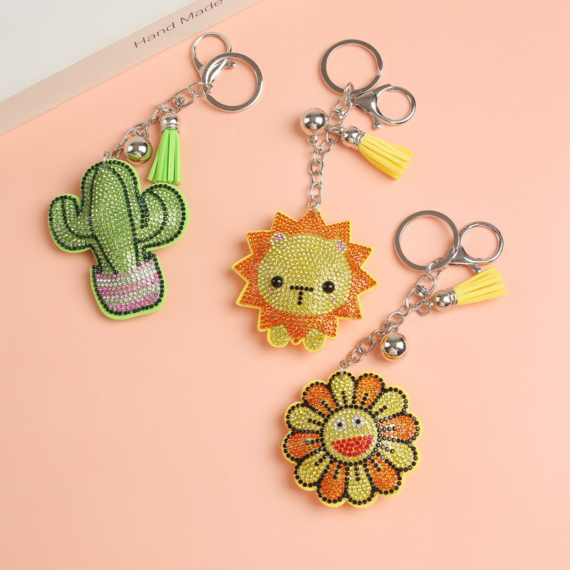 Drăguț leu breloc din piele cu ciucuri Suport cheie metal cristal breloc breloc geantă auto pandantiv cadou preț cu ridicata