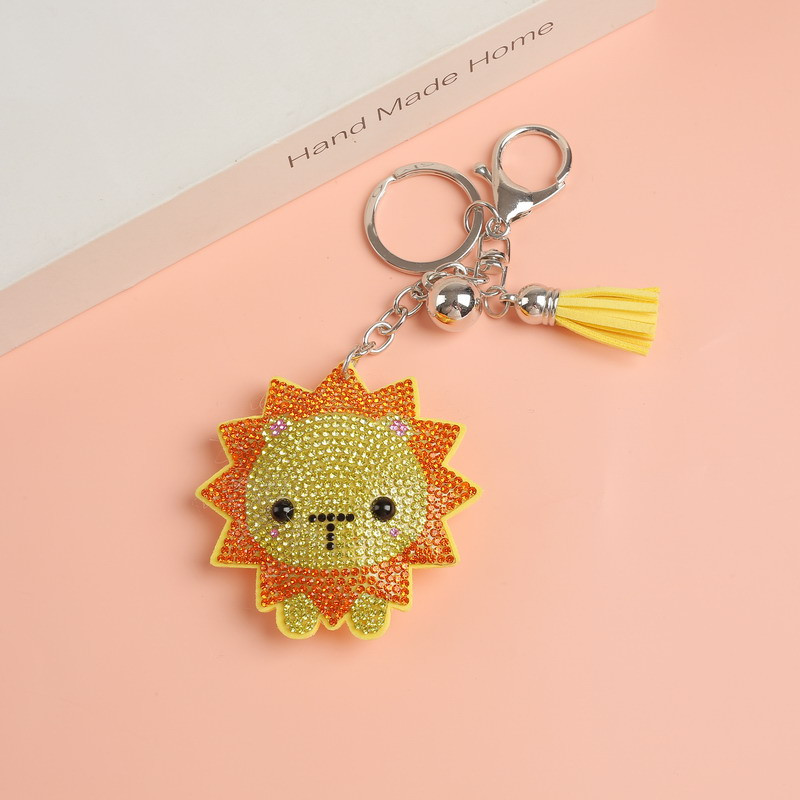 Drăguț leu breloc din piele cu ciucuri Suport cheie metal cristal breloc breloc geantă auto pandantiv cadou preț cu ridicata