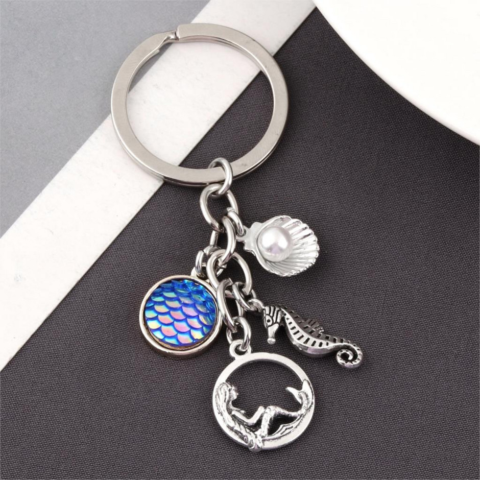 Badu.bg 1 бр. Романтичен ключодържател Sea Mermaid Seahorse Charms Bule ...