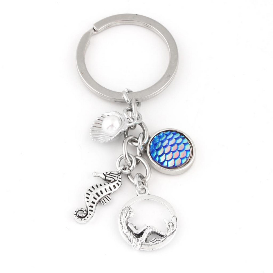 Badu.bg 1 бр. Романтичен ключодържател Sea Mermaid Seahorse Charms Bule ...
