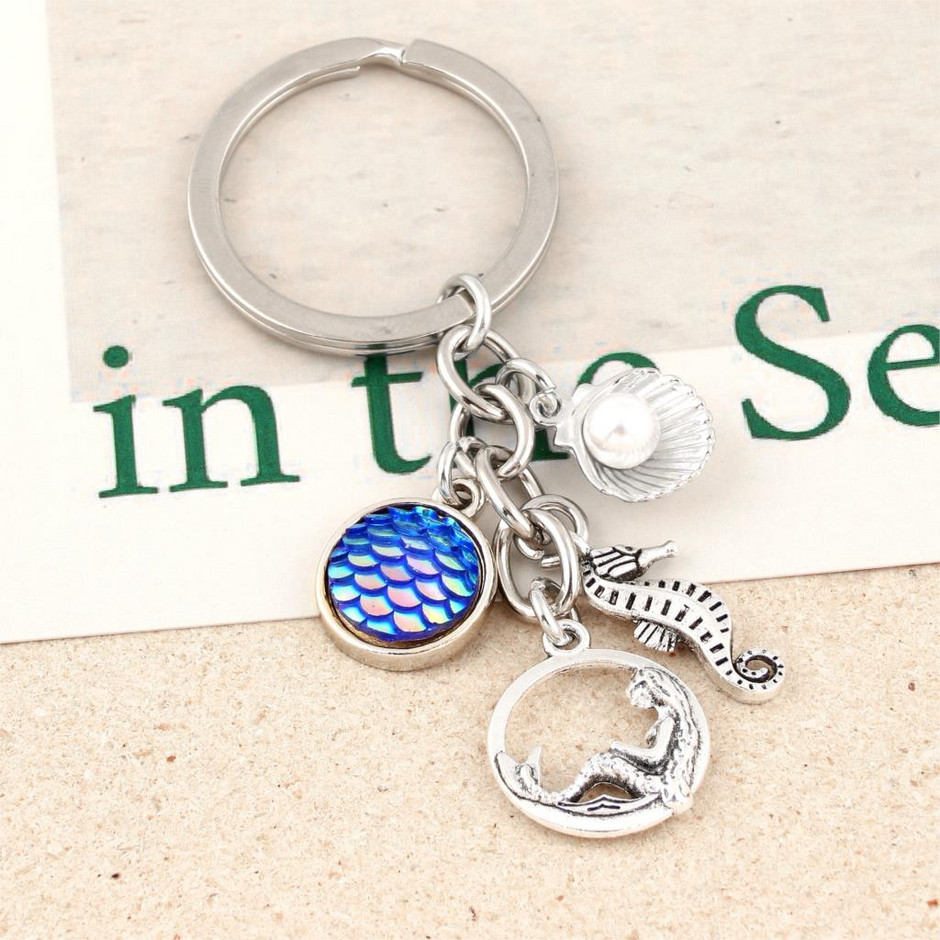 Badu.bg 1 бр. Романтичен ключодържател Sea Mermaid Seahorse Charms Bule ...
