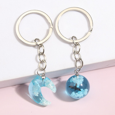 1 set (2 kom) slatki privjesak za ključeve Smola Mjesec Okrugli privjesak za ključeve Nebeska ptica Privjesci za ključeve Darovi prijateljstva za žene Muškarci DIY ručno izrađeni nakit