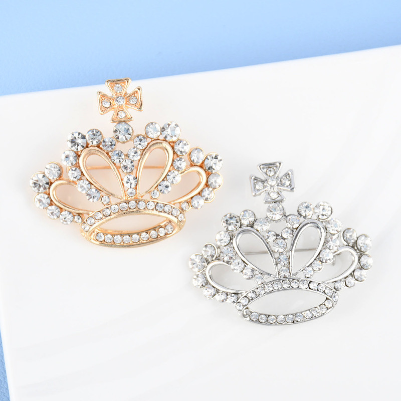 Kristálykorona arany ezüst színű bross nőknek Elegáns divat kabát bross esküvői ékszer ajándékok