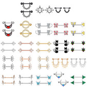 Miqiao 1 pereche 14G oțel inoxidabil zircon picurare ulei fluture inel pentru mamelon bijuterii cu diamante nou